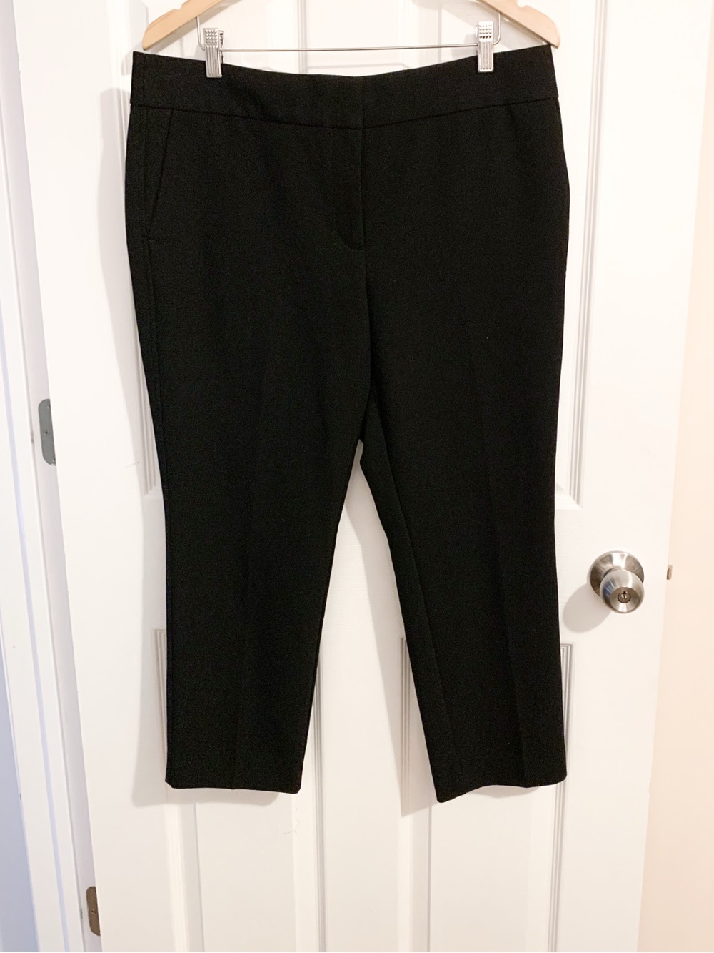LOFT Marisa Black Cropped Straight-Leg Dress Pants - size 12P